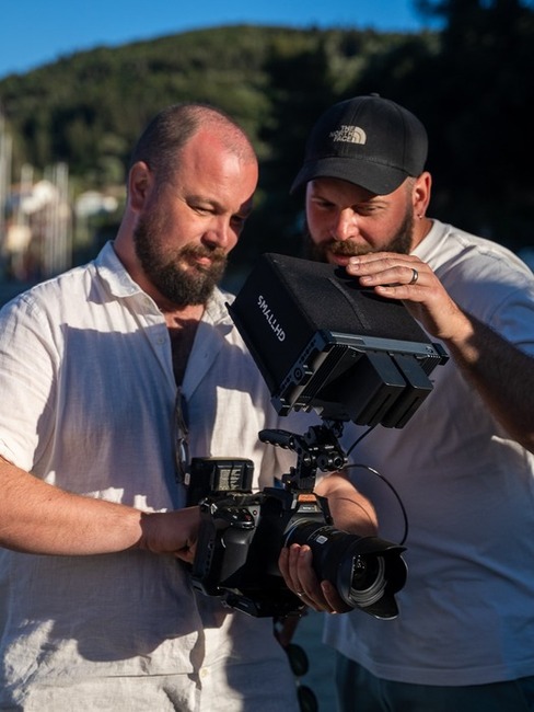 A videography crew filming travel content